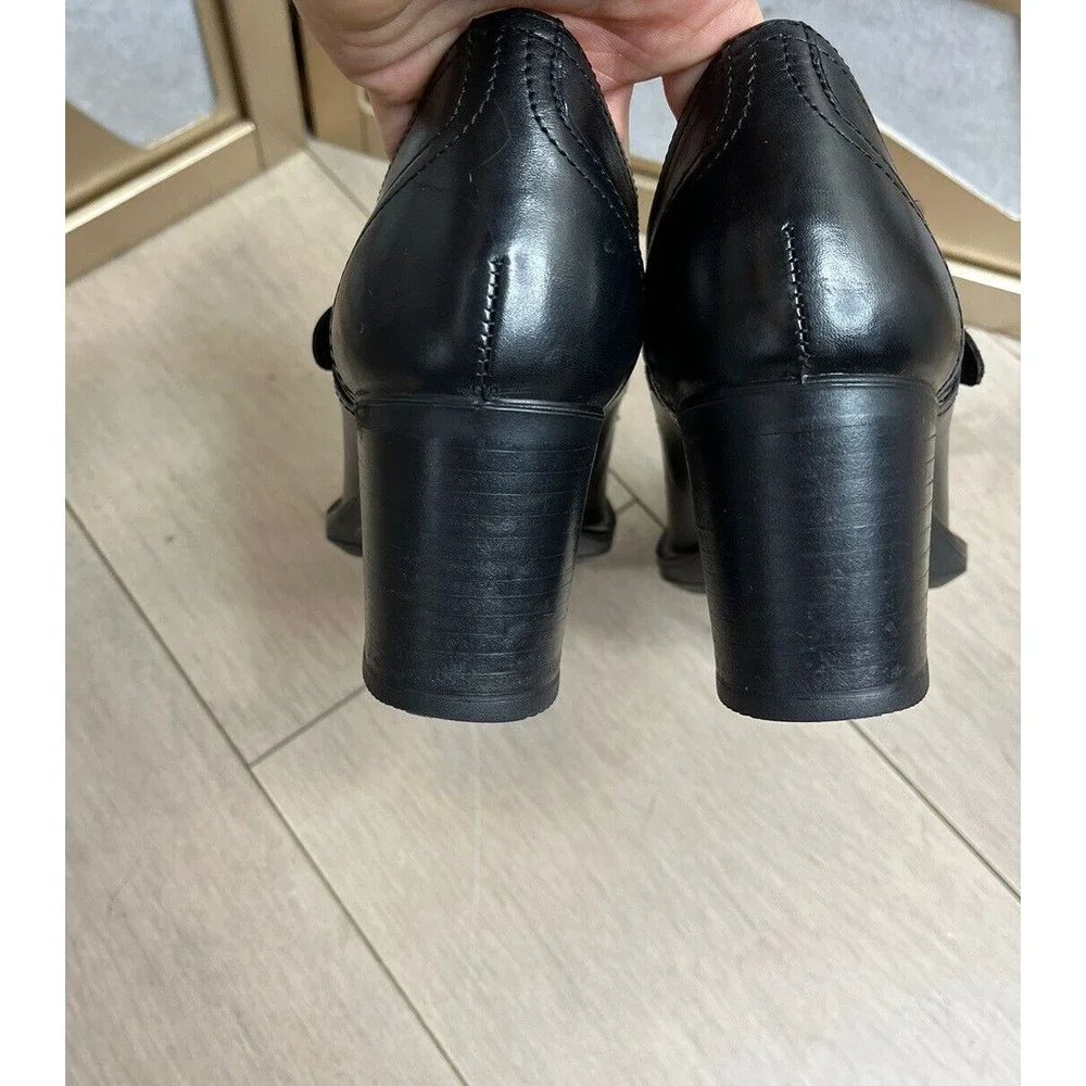 Ecco Womens Heels Shoes Booties Shooties Size 37 6.5 7 Black Leather Slip On